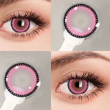 Popxstar Colorcon Pink Lenses 1 Pair Colored Contact Lenses for Eyes Big Eye Lenses Anime Lenses Cosplay Lenses Nezuko Lenses