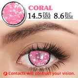 Popxstar Colorcon Pink Lenses 1 Pair Colored Contact Lenses for Eyes Big Eye Lenses Anime Lenses Cosplay Lenses Nezuko Lenses