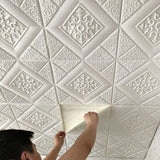 Popxstar 5-20Pcs 35*35cm Ceiling Wallpaper 3D Brick Waterproof Wall Stickers Foam Wall Paper Self-Adhesive Home Decor