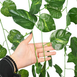 Popxstar 2.3m Silk Leaves Fake Creeper Green Leaf Ivy Vine 2m LED String Lights For Home Wedding Party Hanging Garland Artificial Flower