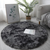 Popxstar 40/60/80cm Small Round Shaggy Rug Soft Anti-Skid Mat Living Room Bedroom Carpet Home Decor Winter Colorful Tie Dye Print Rugs