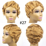 Popxstar Brazilian Short Pixie Cut Wig Human Hair Wigs Really Cute Finger Waves Hairstyles for Black Women Full Machine Made Wigs