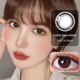 Popxstar -2pcs/pair Natural Pupil Lenses Contact Lenses for Eyes Comic Black Eyes Tear Eye 2 Tone Series Eye Contacts (dia:14mm)