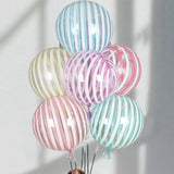 Popxstar 5pcs 18 Inch Pastel Candy Balloons Round Helium Clear Crystal Striped Bubble Balloons Baby Shower Birthday Party Wedding