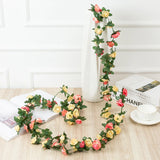 Popxstar 250CM Artificial Rose Flowers for Wedding Home Room Decoration Spring Autumn Garden Arch Christmas Rattan DIY Fake Plants Vine