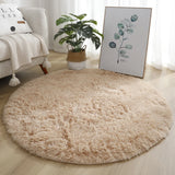 Popxstar 40/60/80cm Small Round Shaggy Rug Soft Anti-Skid Mat Living Room Bedroom Carpet Home Decor Winter Colorful Tie Dye Print Rugs