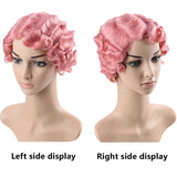 Popxstar Short Kinky Curly Synthetic Wigs For Black Women Retro Wig Female Hair Finger Wave Gold Black For Cosplay Party