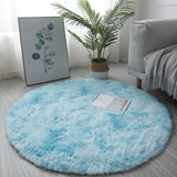 Popxstar 40/60/80cm Small Round Shaggy Rug Soft Anti-Skid Mat Living Room Bedroom Carpet Home Decor Winter Colorful Tie Dye Print Rugs