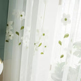 Green Leaves Voile Curtains Floral Embroidered Sheer Tulle Curtains For Kids Bedroom Living Room Window Fabric Drapes Cortinas