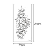 Popxstar Tattoo Sticker Women Flower Rose Peony Black Tatouage Temporaire Femme Temporary Sleeve Tattoo Waterproof Sexy Body Art Fashion