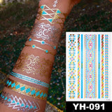 Popxstar Waterproof Temporary Tattoo Sticker Metal Gold Silver Blue Mandala Bracelet Jewelry Flash Tatto Women Henna Body Art Fake Tatoo