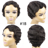 Popxstar Brazilian Short Pixie Cut Wig Human Hair Wigs Really Cute Finger Waves Hairstyles for Black Women Full Machine Made Wigs