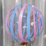 Popxstar 5pcs 18 Inch Pastel Candy Balloons Round Helium Clear Crystal Striped Bubble Balloons Baby Shower Birthday Party Wedding