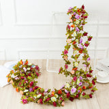 Popxstar 250CM Artificial Rose Flowers for Wedding Home Room Decoration Spring Autumn Garden Arch Christmas Rattan DIY Fake Plants Vine