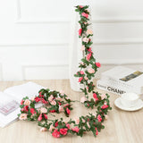 Popxstar 250CM Artificial Rose Flowers for Wedding Home Room Decoration Spring Autumn Garden Arch Christmas Rattan DIY Fake Plants Vine