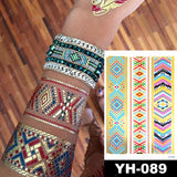 Popxstar Waterproof Temporary Tattoo Sticker Metal Gold Silver Blue Mandala Bracelet Jewelry Flash Tatto Women Henna Body Art Fake Tatoo