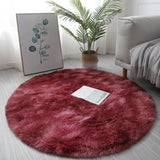 Popxstar 40/60/80cm Small Round Shaggy Rug Soft Anti-Skid Mat Living Room Bedroom Carpet Home Decor Winter Colorful Tie Dye Print Rugs