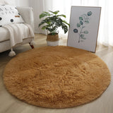 Popxstar 40/60/80cm Small Round Shaggy Rug Soft Anti-Skid Mat Living Room Bedroom Carpet Home Decor Winter Colorful Tie Dye Print Rugs