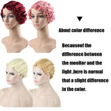 Popxstar Short Kinky Curly Synthetic Wigs For Black Women Retro Wig Female Hair Finger Wave Gold Black For Cosplay Party