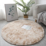 Popxstar 40/60/80cm Small Round Shaggy Rug Soft Anti-Skid Mat Living Room Bedroom Carpet Home Decor Winter Colorful Tie Dye Print Rugs