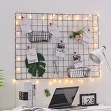 Popxstar cabin weekend inspo 2/1Pcs Ins Home Wall Decoration Iron Grid Decor Frame Hanging Rack Wall Display Art Storage Box Mesh Shelf Rack Holder Organizer