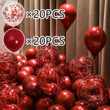 Popxstar 40/20Pcs 10inch Pomegranate Red Confetti Latex Balloons Wedding Globos Birthday baby shower House New year party Decorations