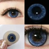 Popxstar -1 Pair Natural Blue Lenses Colored Contact Lenses for Myopia Eyes Beauty Cosmetic Eye Color Lens Yearly Use 14.2MM