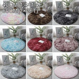 Popxstar 40/60/80cm Small Round Shaggy Rug Soft Anti-Skid Mat Living Room Bedroom Carpet Home Decor Winter Colorful Tie Dye Print Rugs