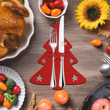 Popxstar 4PCS 44 Styles Christmas Knife and Fork Holder Elk Xmas Tree Pocket Cutlery Bag Non-woven fabric Cookware Organizer Table Decor