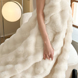 room inspo Light Luxury Fur Velvet Rabbit Blanket Autumn and Winter Thickened Tuscan Multi-Functional Blanket