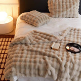 room inspo Bubble Velvet Double-Layer Blanket Thickened Warm Soft Light Luxury Style Imitation Rabbit Velvet Blanket Living Room Bedroom Sofa Blanket