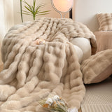 room inspo Tuscan Fur Big Rabbit Plush Blanket Multifunctional Sofa Blanket Office Thickened Lunch Break Blanket