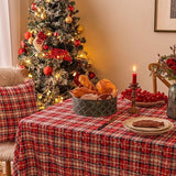 Popxstar room ideas aesthetic Christmas Ins Festive Table Mat Vintage Green Plaid Autumn and Winter Thickened Tablecloth Dining Cloth Background Cloth Nordic Style Tablecloth