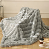 room inspo Bubble Velvet Double-Layer Blanket Thickened Warm Soft Light Luxury Style Imitation Rabbit Velvet Blanket Living Room Bedroom Sofa Blanket