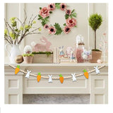 Popxstar room ideas aesthetic Easter Bunny and Carrot Garland Felt Rabbit Egg Banner Easter Decoration Hanging Ornament