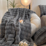 room inspo Tuscan Fur Big Rabbit Plush Blanket Multifunctional Sofa Blanket Office Thickened Lunch Break Blanket