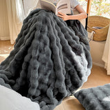 room inspo Light Luxury Fur Velvet Rabbit Blanket Autumn and Winter Thickened Tuscan Multi-Functional Blanket