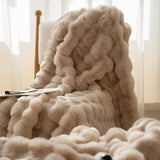 Popxstar room inspo Tuscan Fur Big Rabbit Plush Blanket Multifunctional Sofa Blanket Office Thickened Lunch Break Blanket