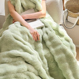 room inspo Light Luxury Fur Velvet Rabbit Blanket Autumn and Winter Thickened Tuscan Multi-Functional Blanket