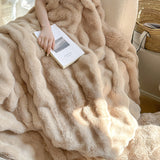 room inspo Light Luxury Fur Velvet Rabbit Blanket Autumn and Winter Thickened Tuscan Multi-Functional Blanket