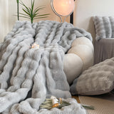 room inspo Tuscan Fur Big Rabbit Plush Blanket Multifunctional Sofa Blanket Office Thickened Lunch Break Blanket