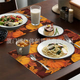 fall backgrounds iphone Thanksgiving Placemat Pumpkin Maple Leaf Decorative Tea Tablecloth Heat Insulation Non-Slip Western Placemat Cotton Linen Table Towel