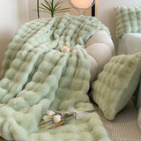 room inspo Tuscan Fur Big Rabbit Plush Blanket Multifunctional Sofa Blanket Office Thickened Lunch Break Blanket