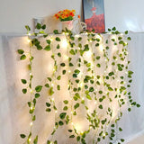 room inspo LED Green Leaf Copper Wire String Light Factory Indoor Room Decoration Green Plant Layout Atmosphere Copper