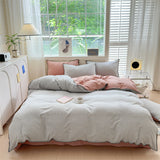 room inspo Class Simple Washed Cotton Four-Piece Set Pure Cotton Bedding Quilt Cover Bed Sheet Three-Piece Set