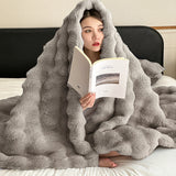 room inspo Light Luxury Fur Velvet Rabbit Blanket Autumn and Winter Thickened Tuscan Multi-Functional Blanket