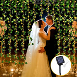 room inspo Green Leaf Rattan Vine Led Copper Wire Lamp Ivy Willow Leaf Solar Remote Control USB Battery Box Curtain Light String