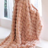 room inspo Bubble Velvet Double-Layer Blanket Thickened Warm Soft Light Luxury Style Imitation Rabbit Velvet Blanket Living Room Bedroom Sofa Blanket