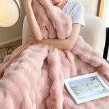 room inspo Light Luxury Fur Velvet Rabbit Blanket Autumn and Winter Thickened Tuscan Multi-Functional Blanket