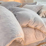 room inspo Winter Double-Sided Thickened Milk Coral Fleece Bed Four-Piece Set Fleece-lined Flange Suede Bed Sheet Quilt Cover Bedding Fitted Sheet